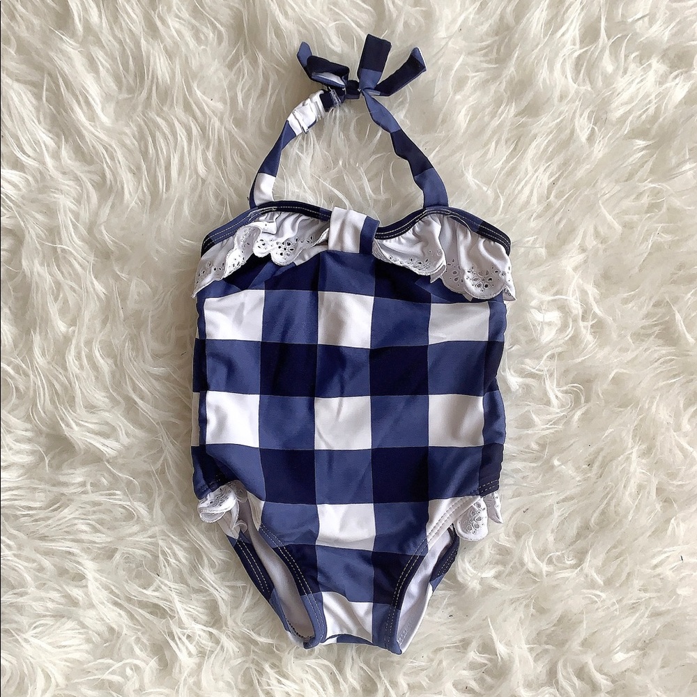 Janie and Jack Gingham Eyelet swimsuit